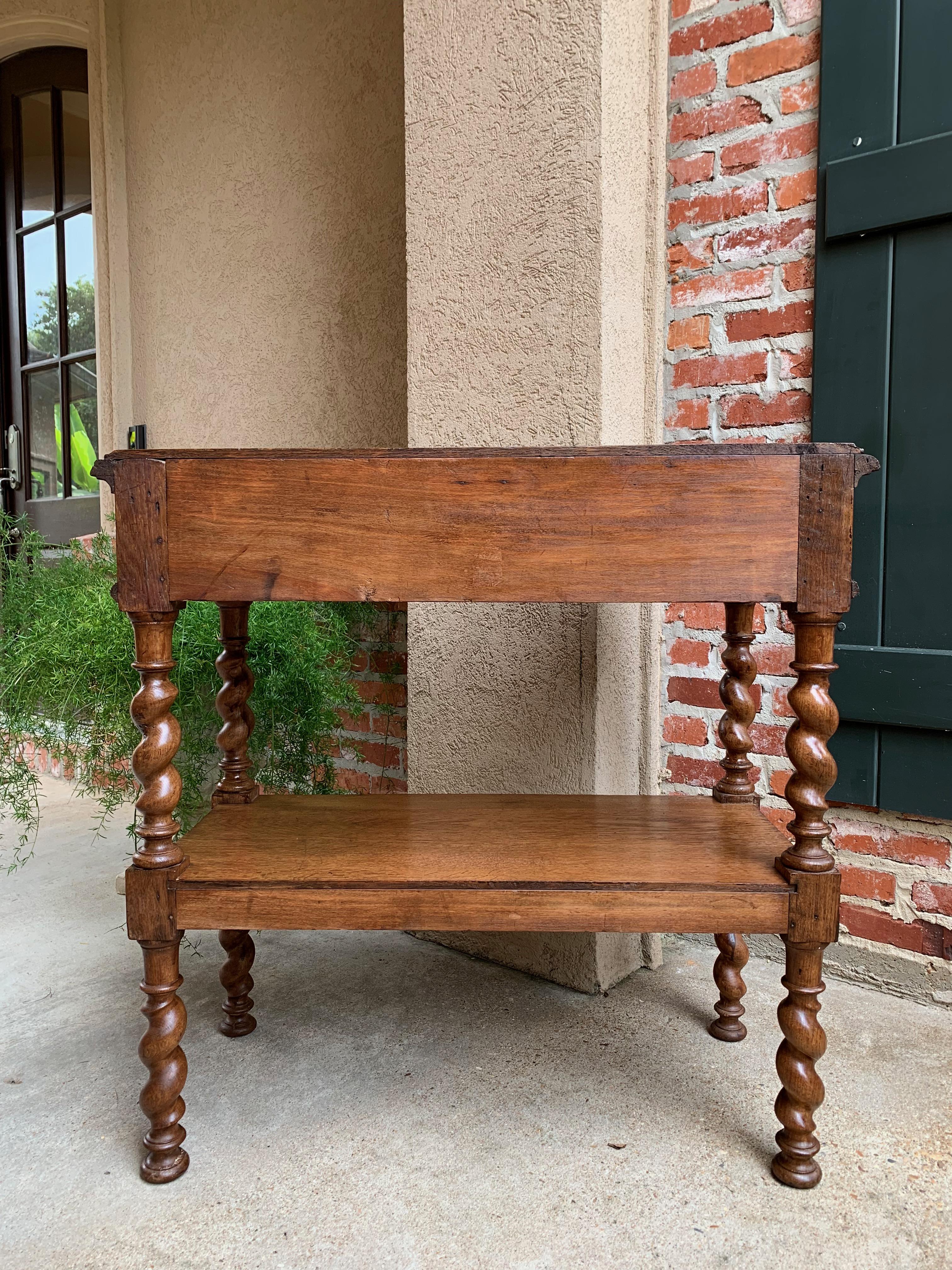 20th Century English Carved Oak Barley Twist Server Sideboard Bookcase Table 6