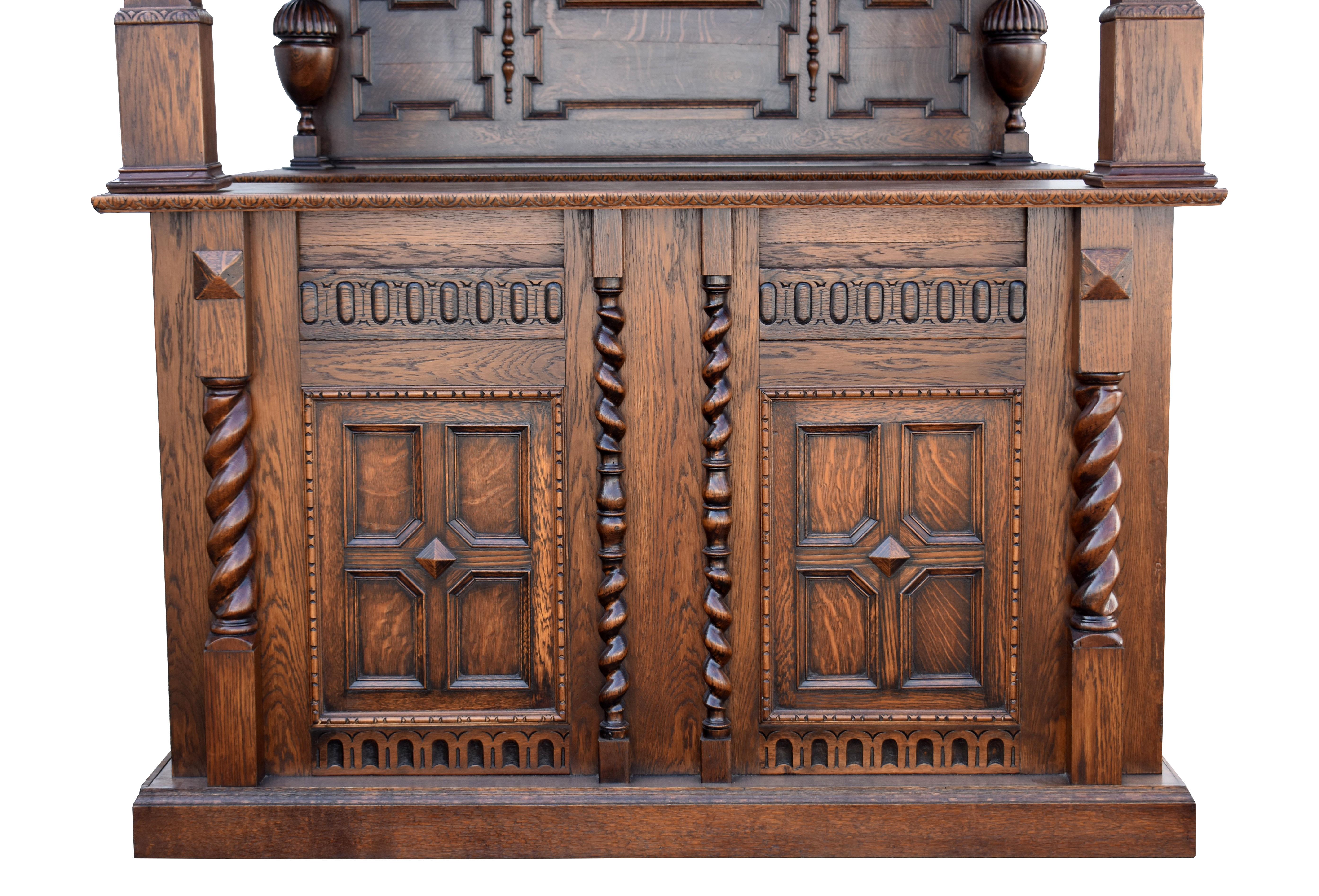 Jacobean 20th Century English Carved Oak Jacoban Style Front and Back Bar