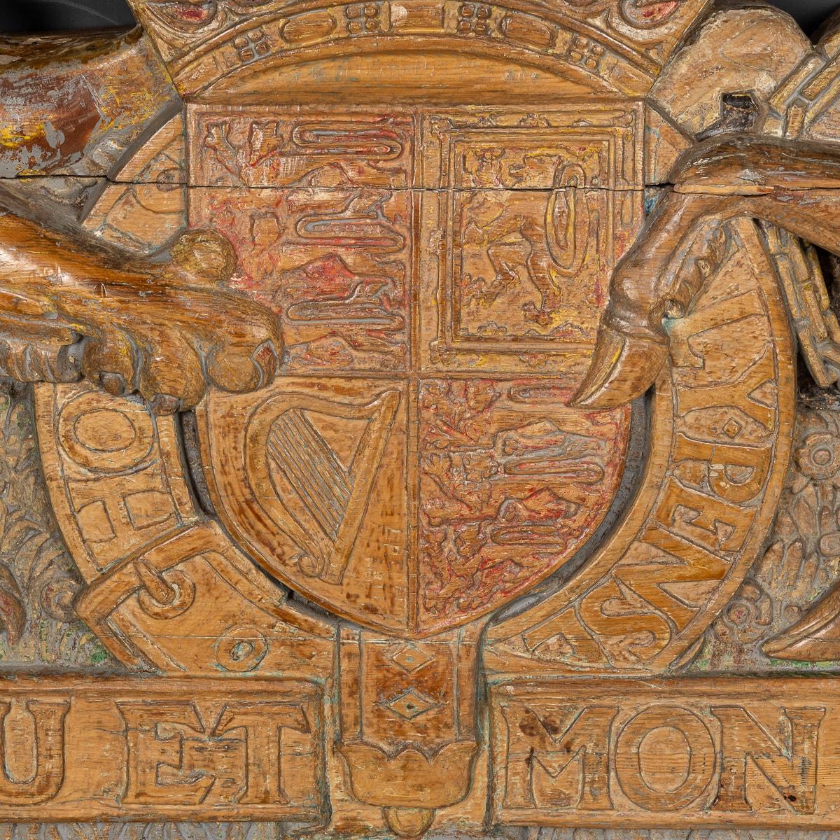20th Century English Carved Wood & Painted Armorial Coat Of Arms, c.1900 For Sale 8