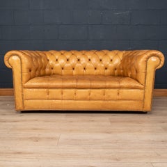 20th Century English Chesterfield Leather Sofa with Button Down Seats circa 1960