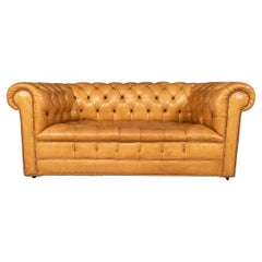 20th Century English Chesterfield Leather Sofa with Button Down Seats circa 1960