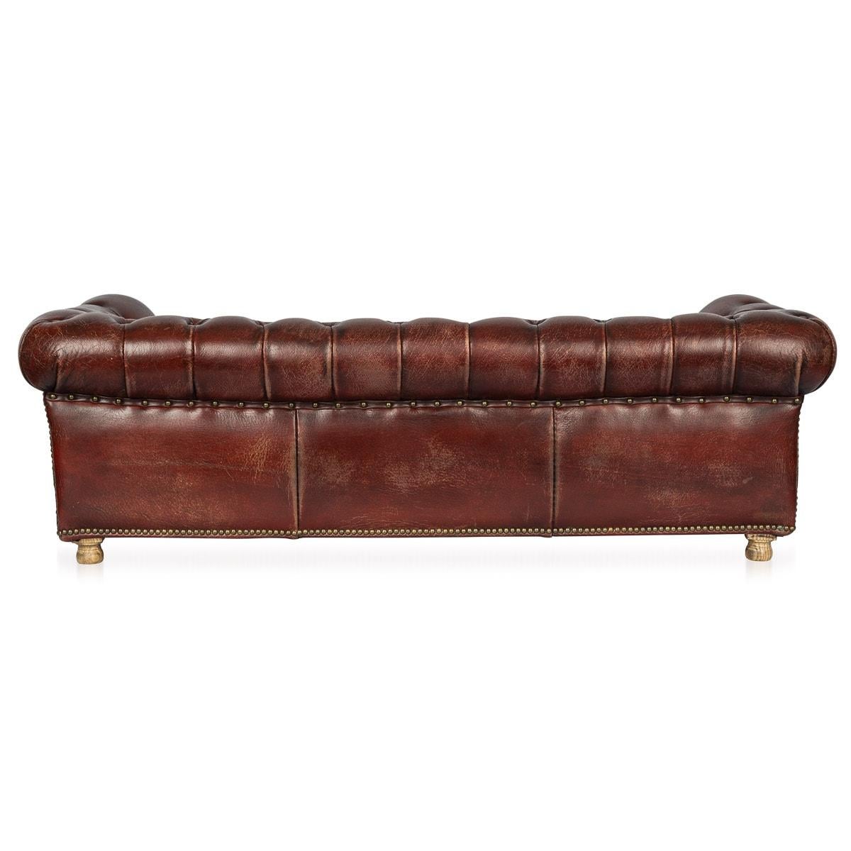20th Century English Chesterfield Miniature Leather Sofa With Cushion Seats For Sale 1