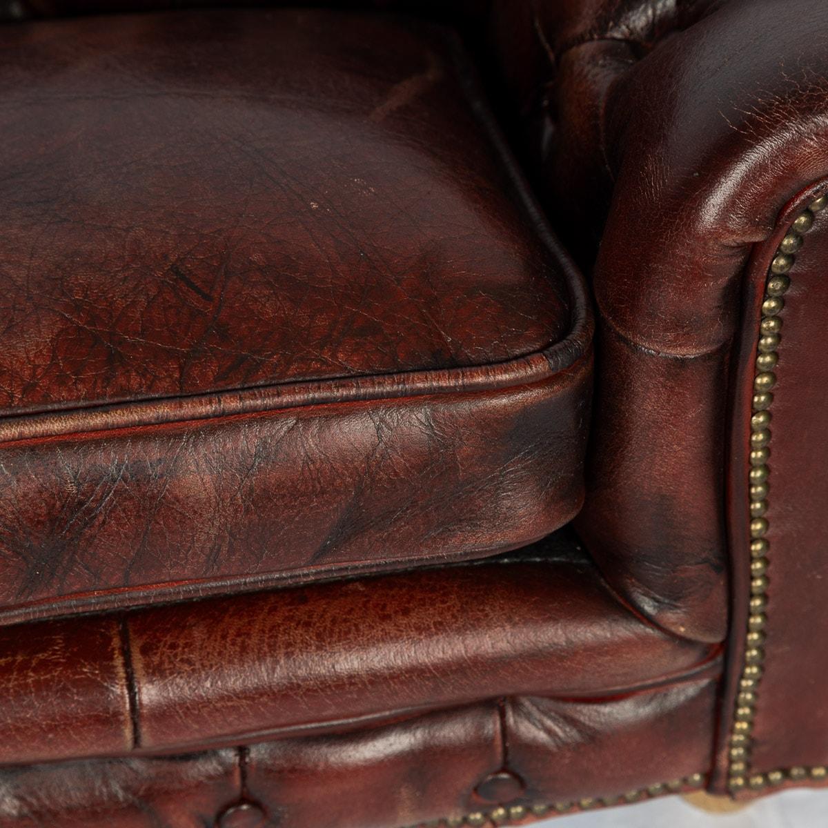 20th Century English Chesterfield Miniature Leather Sofa With Cushion Seats For Sale 5