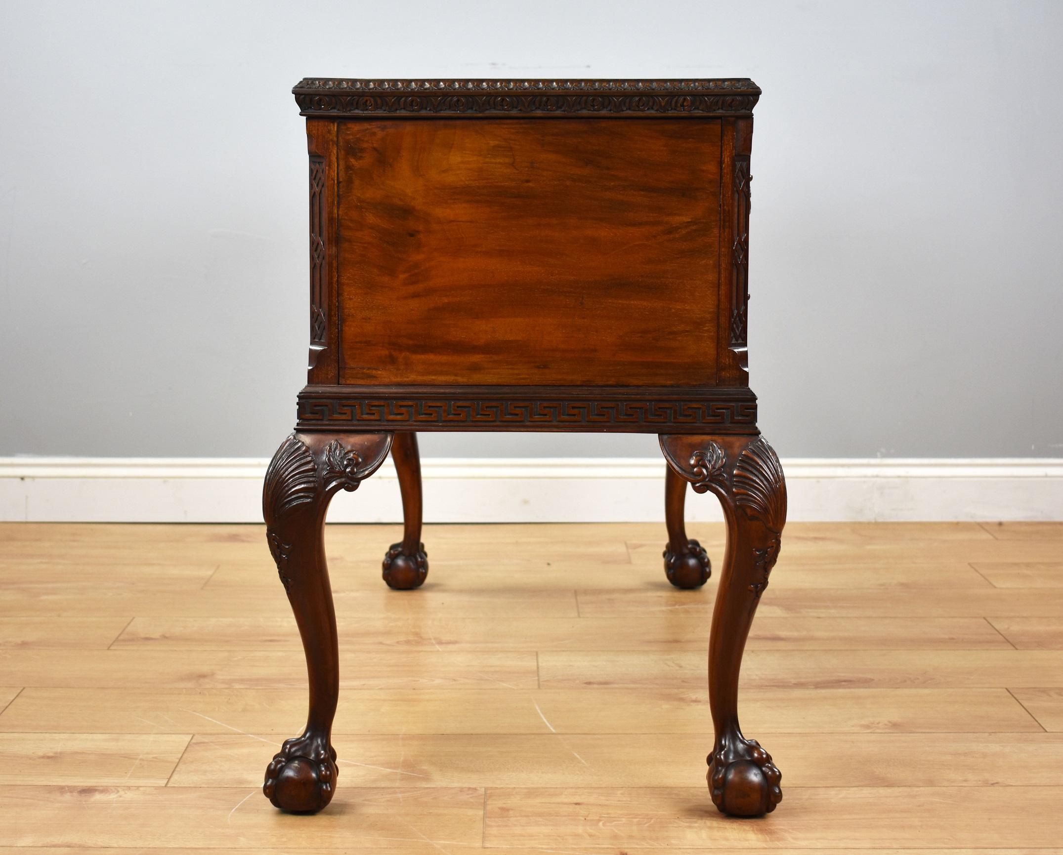 20th Century English Chippendale Flame Mahogany Writing Table 4