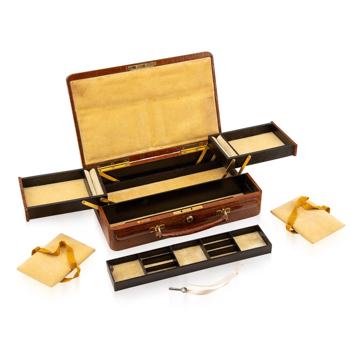 20th Century English Crocodile Jewellery Case, J C Vickery, London, c.1920 1