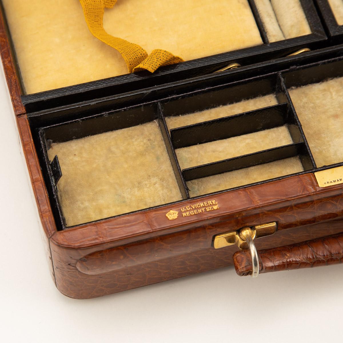 20th Century English Crocodile Jewellery Case, J C Vickery, London, c.1920 3