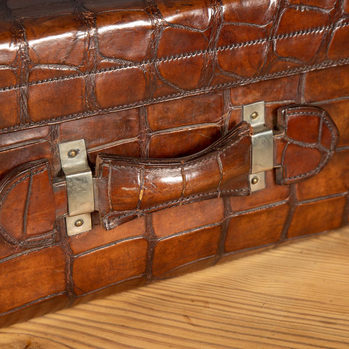 20th Century English Crocodile Leather Suitcase, c.1900 6