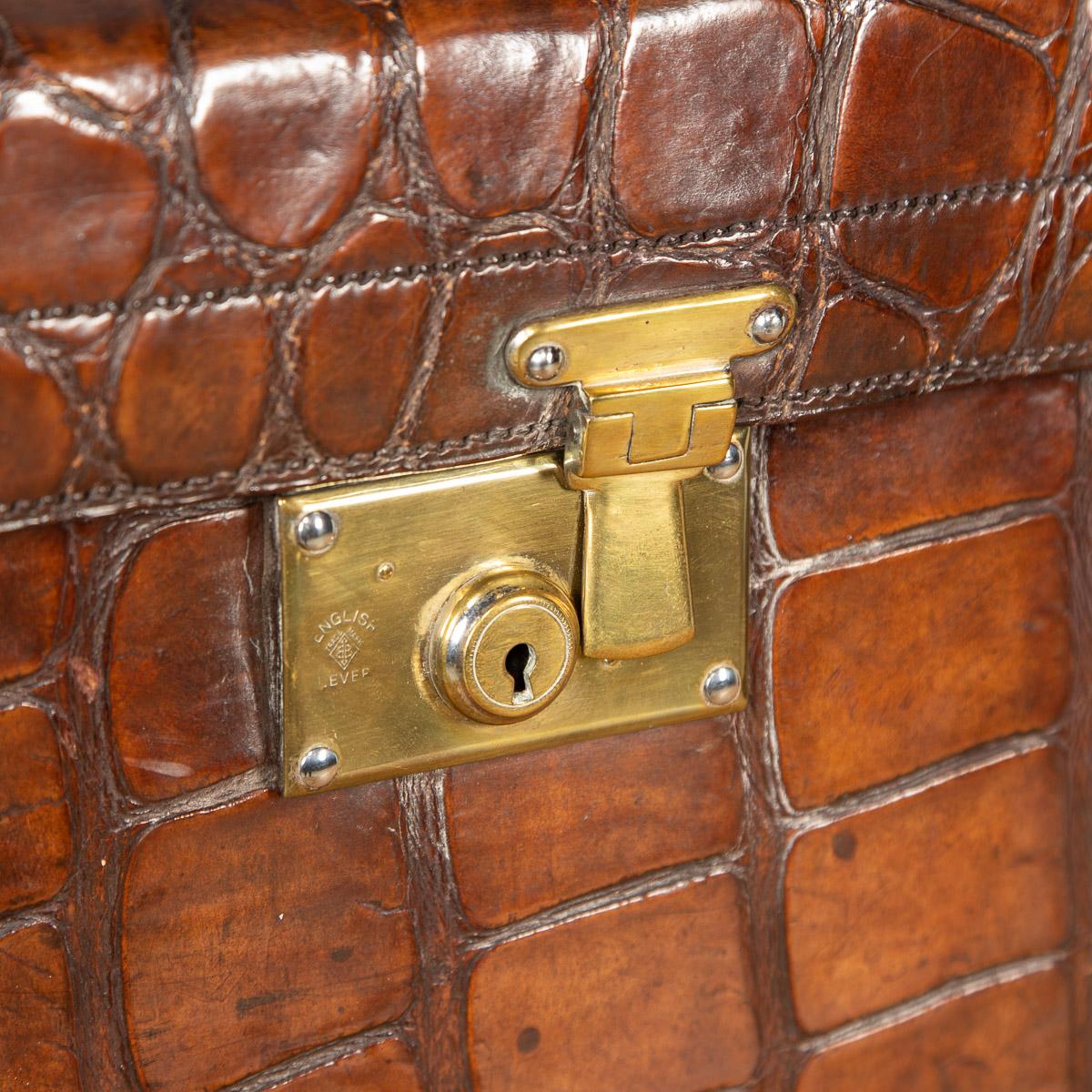 20th Century English Crocodile Leather Suitcase, c.1900 7