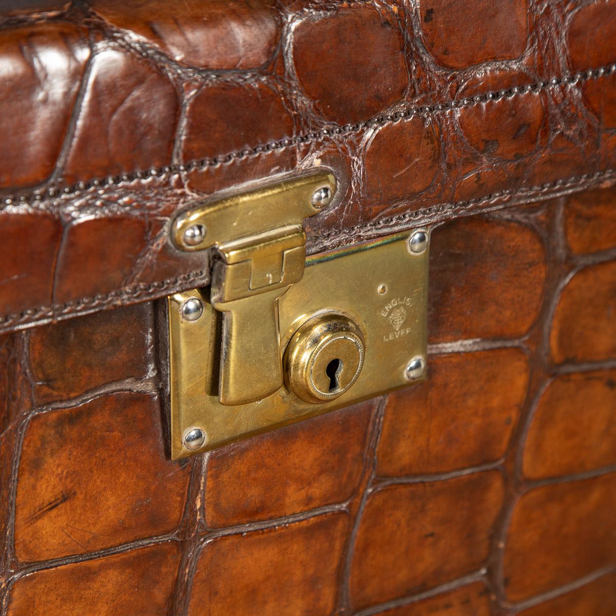 20th Century English Crocodile Leather Suitcase, c.1900 8