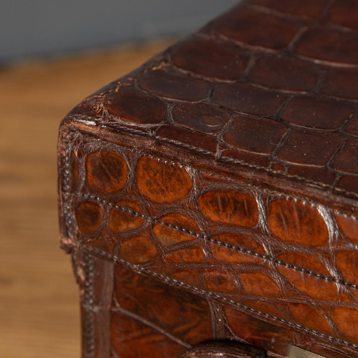 20th Century English Crocodile Leather Suitcase, c.1900 14