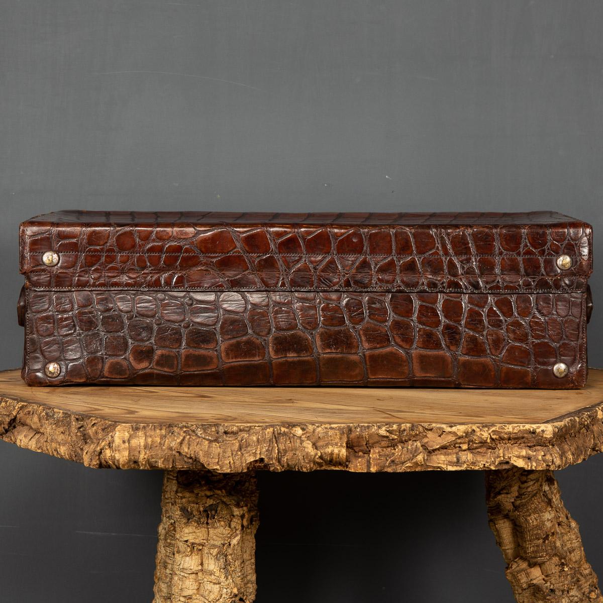 British 20th Century English Crocodile Leather Suitcase, c.1900