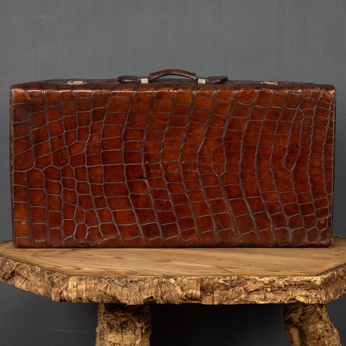 20th Century English Crocodile Leather Suitcase, c.1900 1