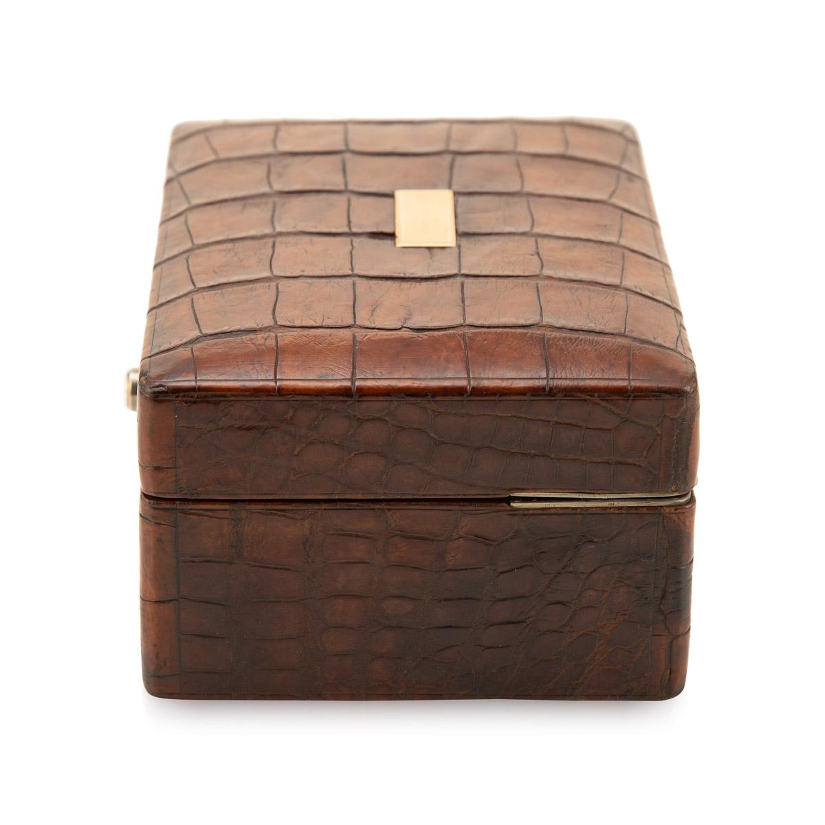 British 20th Century English Crocodile Travel Jewellery Case, c.1910