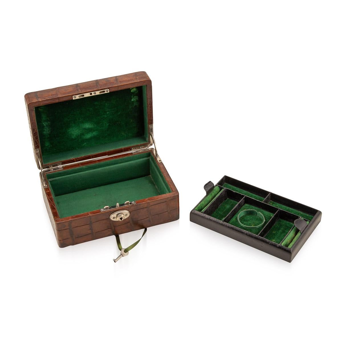 20th Century English Crocodile Travel Jewellery Case, c.1910 1