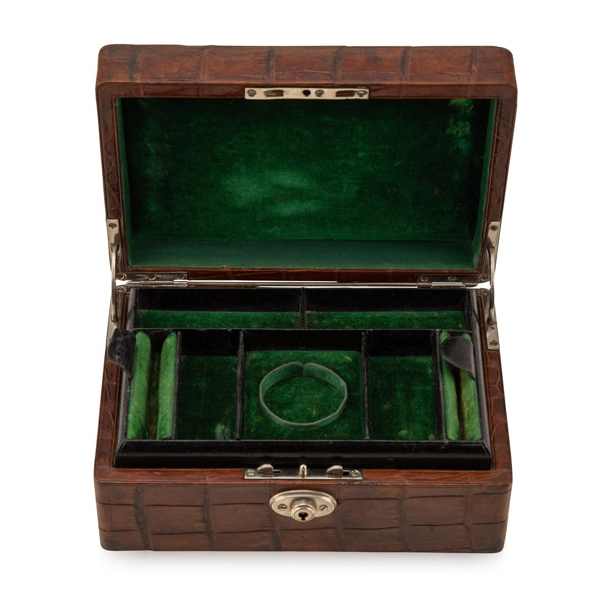 20th Century English Crocodile Travel Jewellery Case, c.1910 2