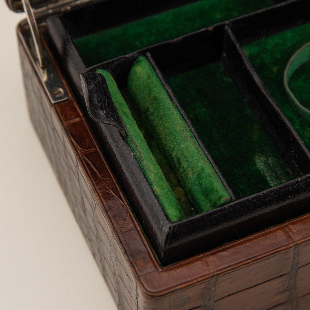 20th Century English Crocodile Travel Jewellery Case, c.1910 3