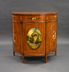 20th Century English Edwardian Hand Painted Satinwood Side Cabinet