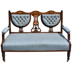 20th Century English Edwardian Mahogany Inlaid Couch