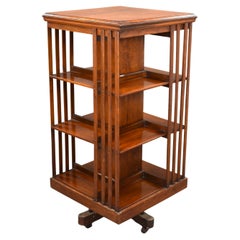 20th Century English Edwardian Mahogany Revolving Bookcase