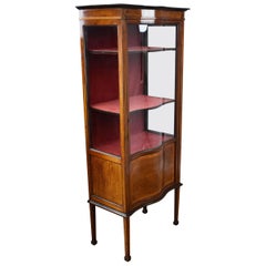 20th Century English Edwardian Mahogany Serpentine Display Cabinet