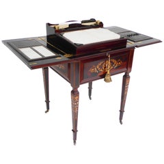 Antique 20th Century English Edwardian Rosewood and Marquetry Telescopic Writing Table