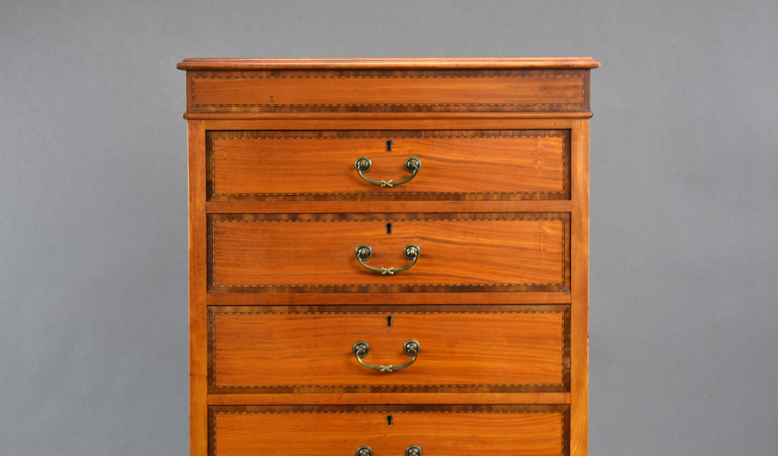 20th Century English Edwardian Satinwood Chest of Drawers For Sale 4