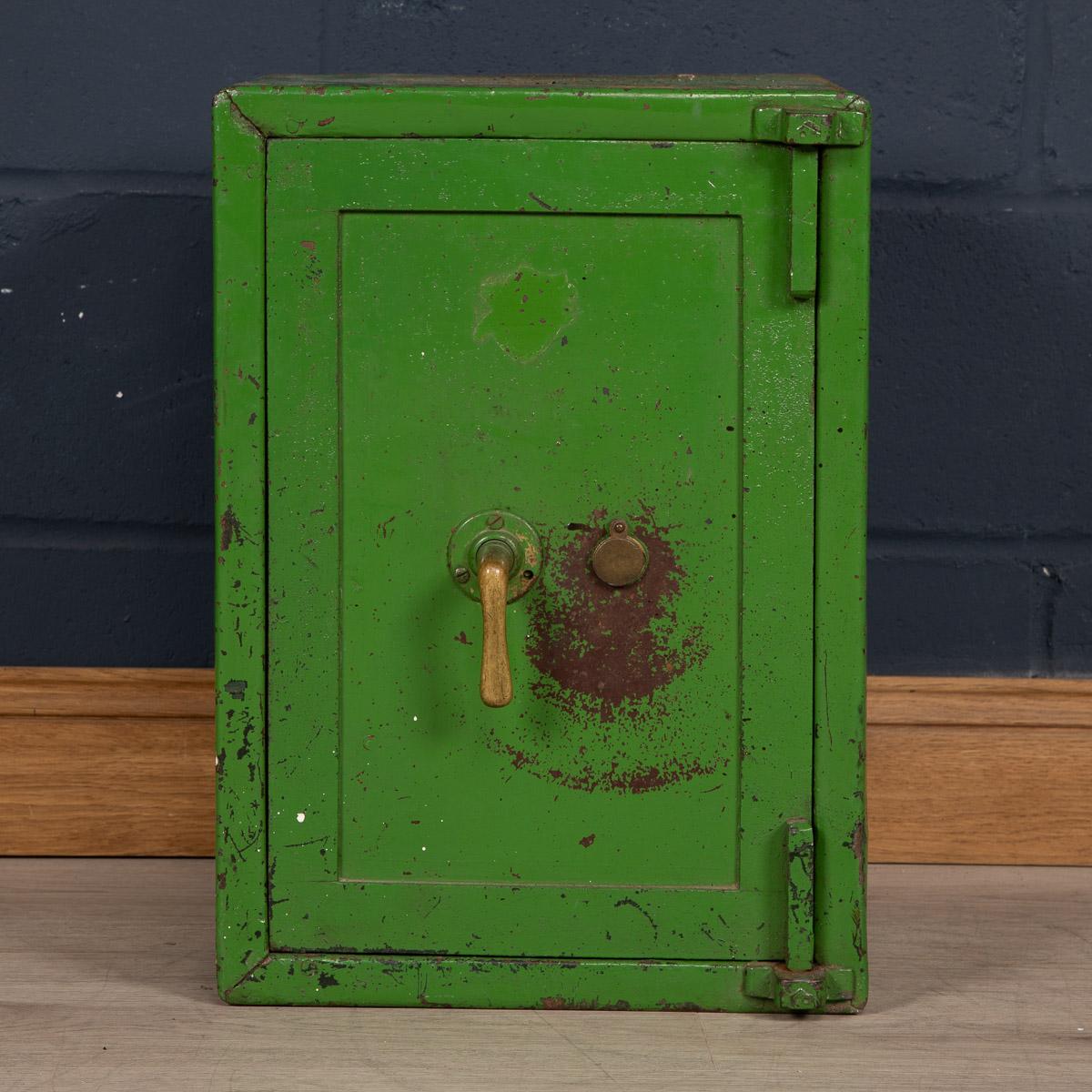 A lovey cast iron fire proof safe in good working order. Complete with its key, it is as fit for purpose today as it was the day it was made. Showing great patina, these safes now make lovely side tables in an Industrial style interior or as a