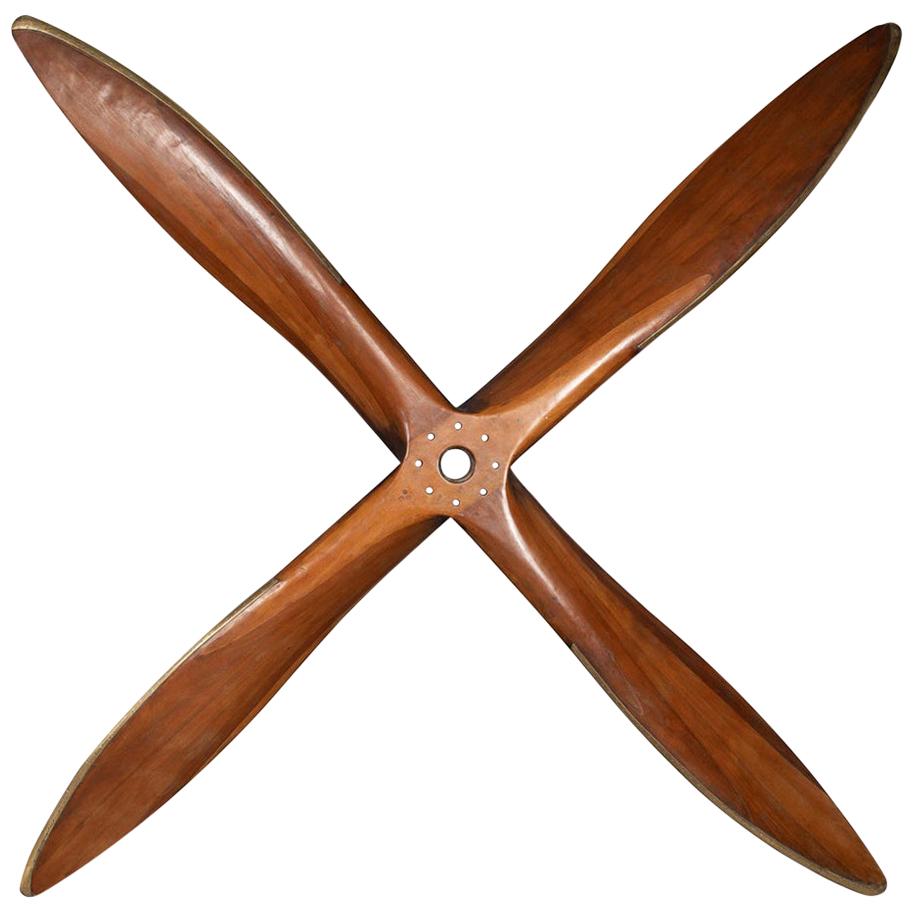 20th Century English Four-Blade Wood Propeller by Vickers Vernon, circa 1920 For Sale