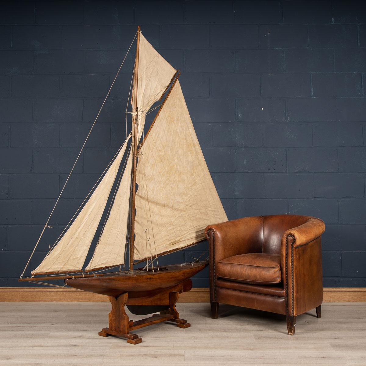 A fantastic antique Gaff Cutter pond yacht, planked on wooden frame dating to the first half of the 20th century. The yacht is an example of British pond racing yacht and would have raced against similar yachts in competitions, club against club,