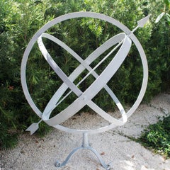 20th Century English Garden Ornament Armillary Sphere in Galvanized Metal