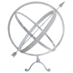 Adorno de jardín inglés del siglo XX Esfera armilar de metal galvanizado