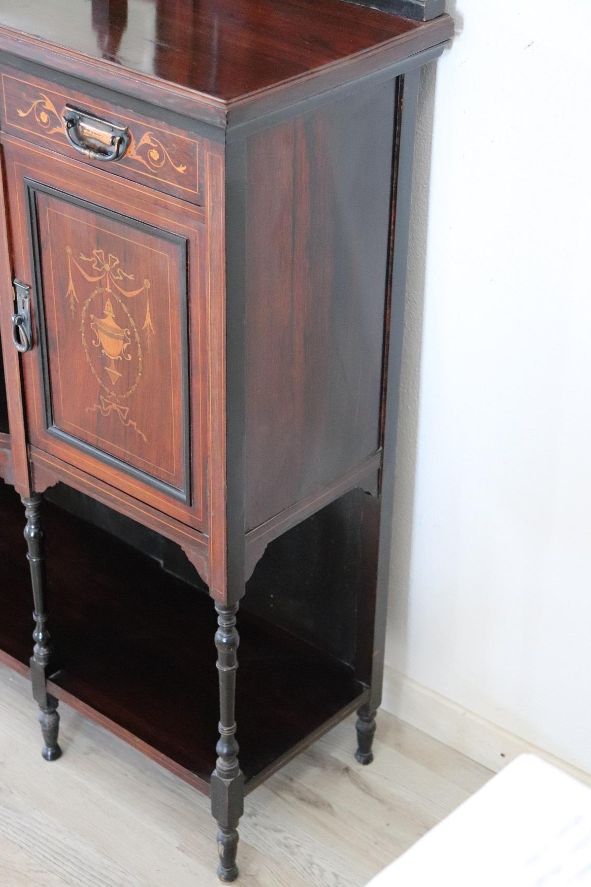 20th Century English Inlaid Rosewood Cabinet with Mirror 10