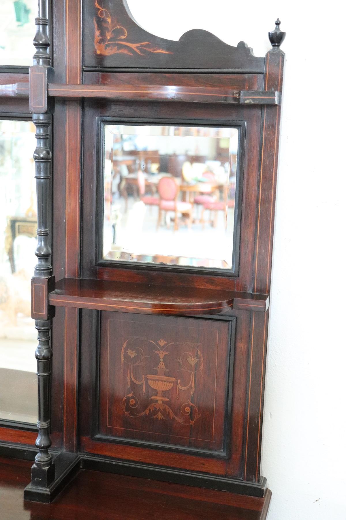 Early 20th Century 20th Century English Inlaid Rosewood Cabinet with Mirror