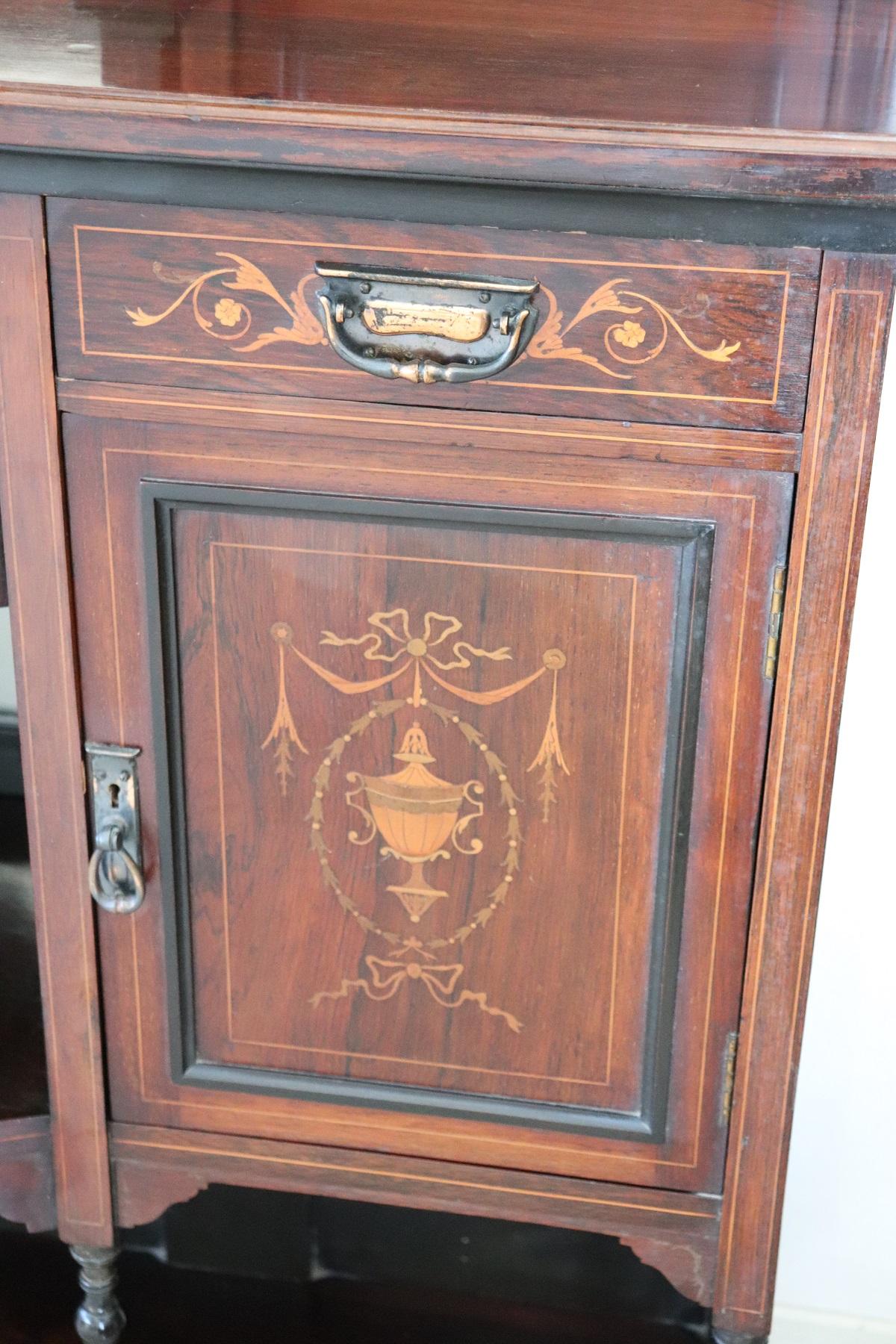 20th Century English Inlaid Rosewood Cabinet with Mirror 4