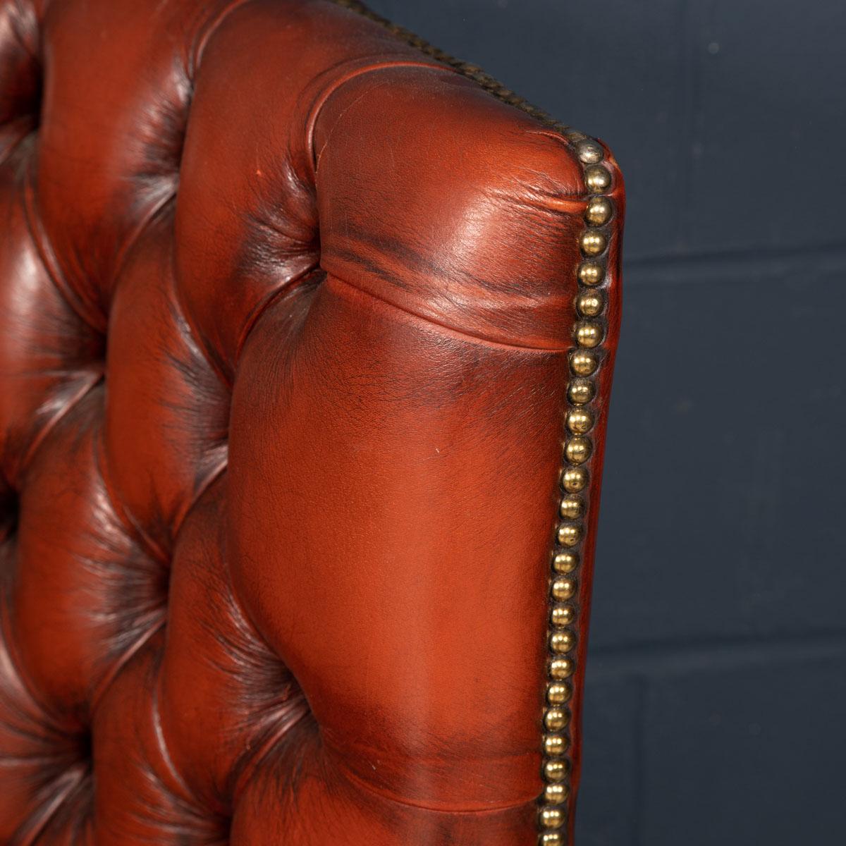 20th Century English Leather Barrel Back Armchair 11
