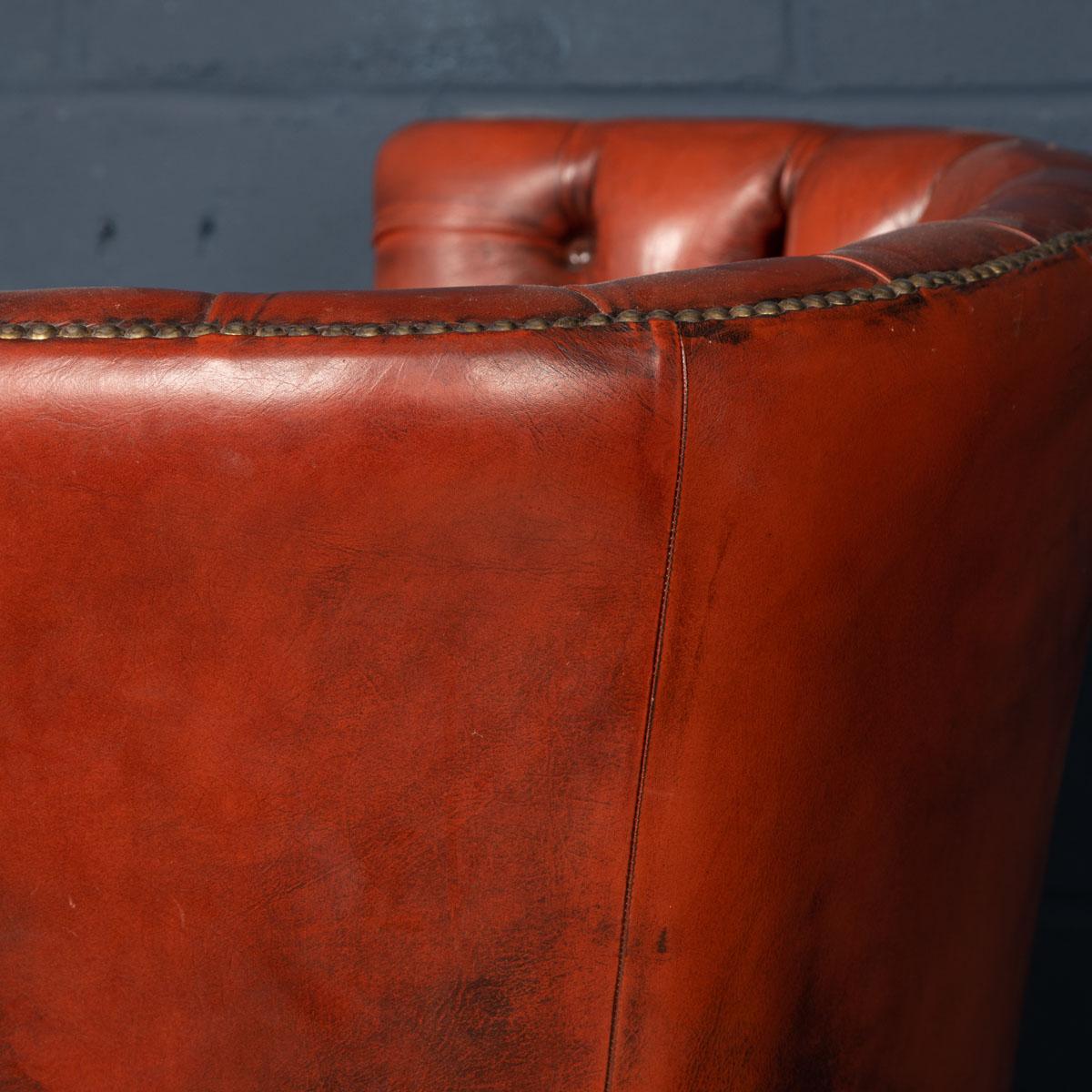 20th Century English Leather Barrel Back Armchair 16