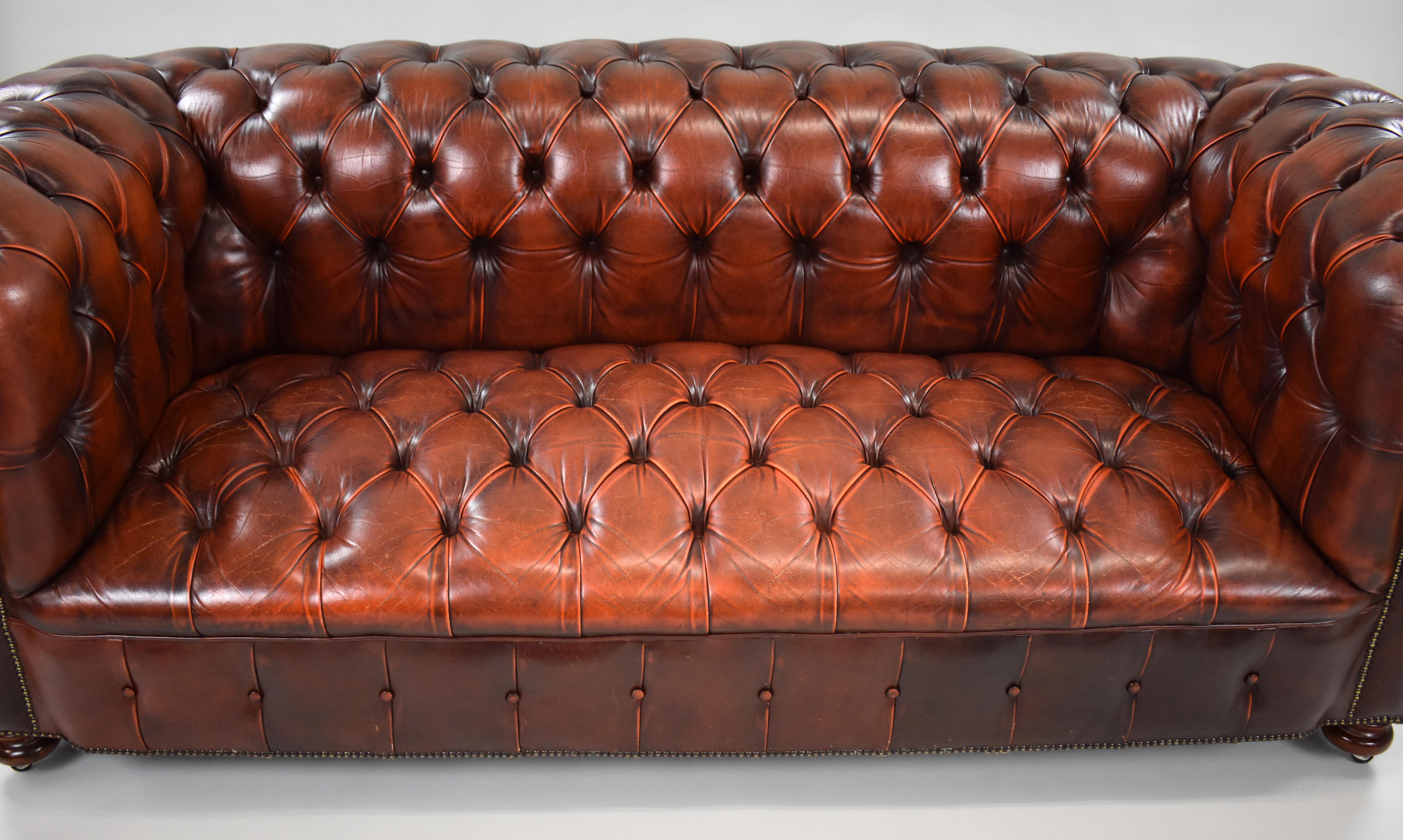 20th Century English Leather Chesterfield Suite 5