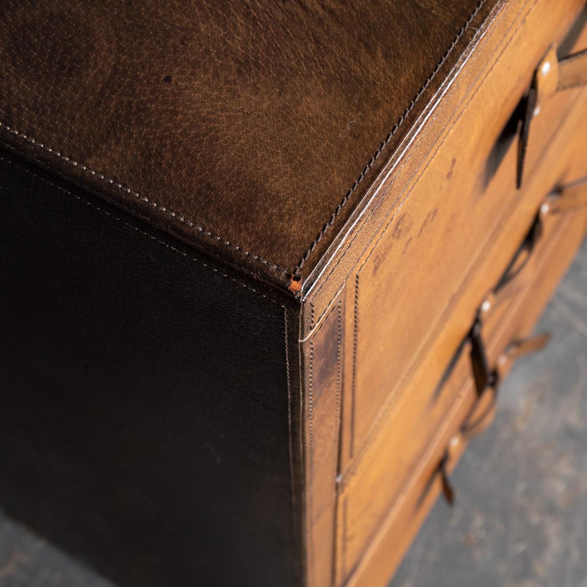 20th Century English Leather Covered Chest of Drawers, C.1970 6