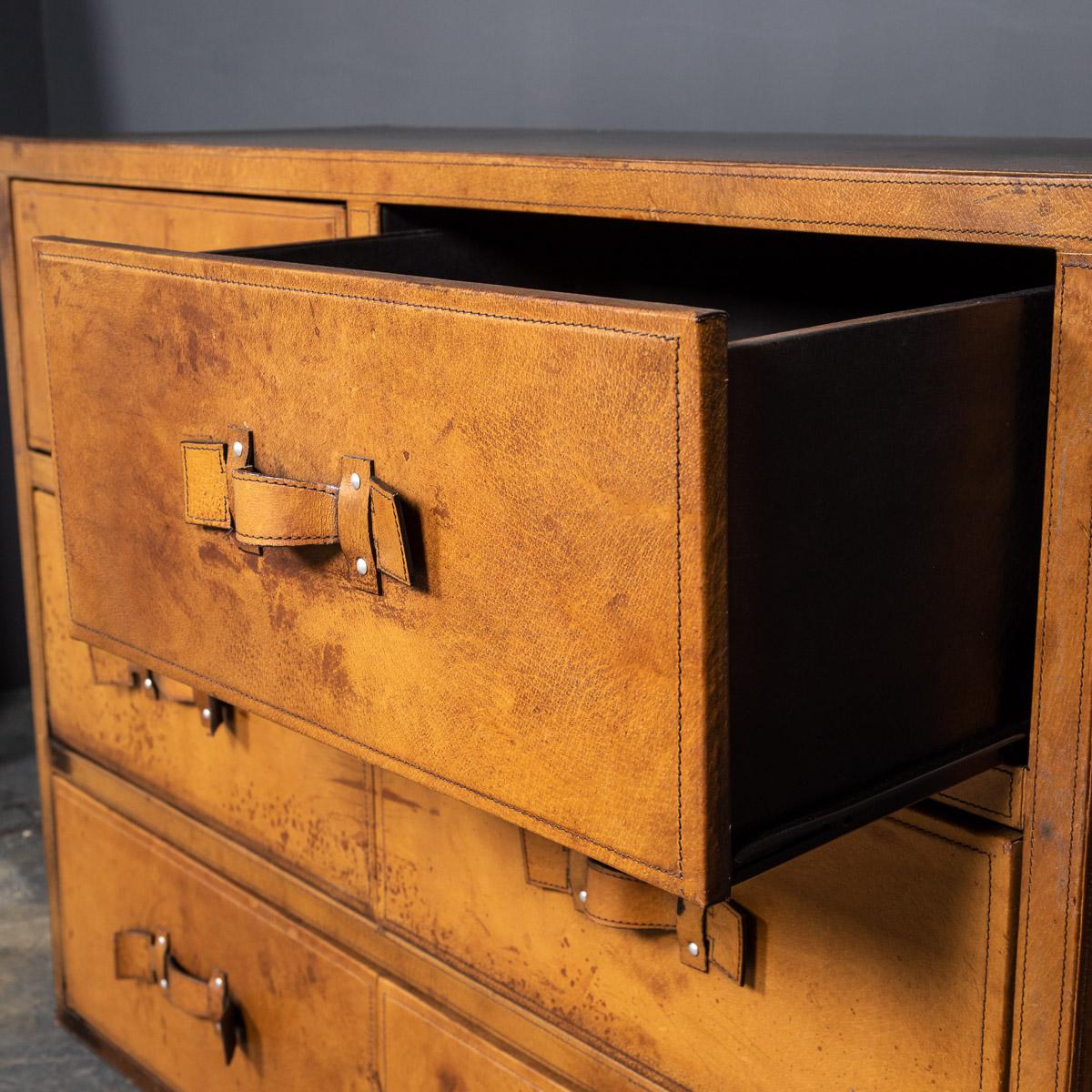 20th Century English Leather Covered Chest of Drawers, C.1970 7