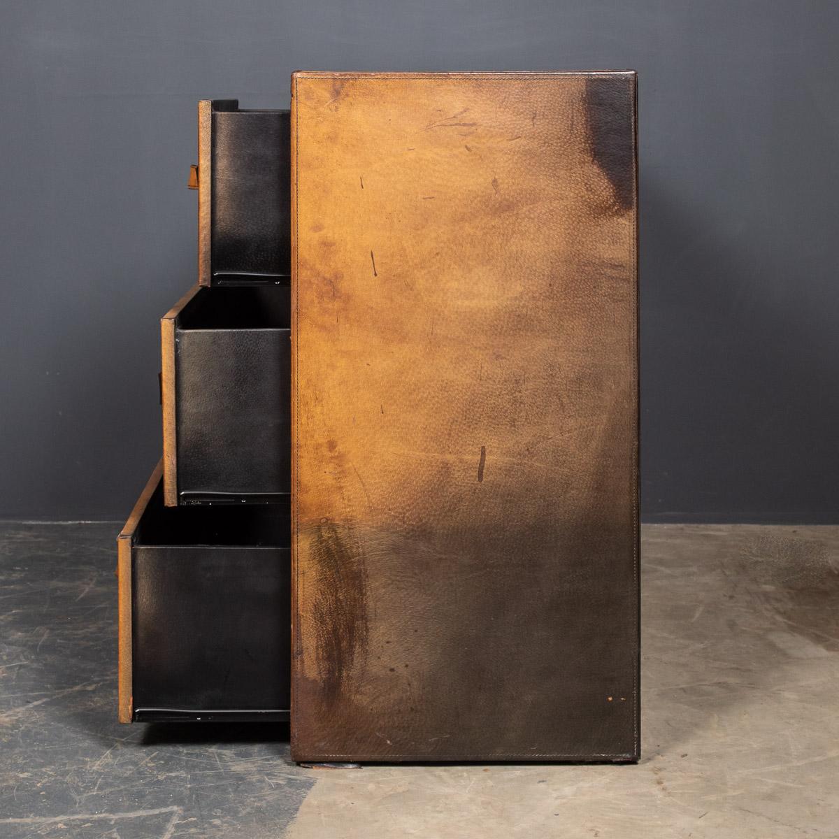 20th Century English Leather Covered Chest of Drawers, C.1970 1