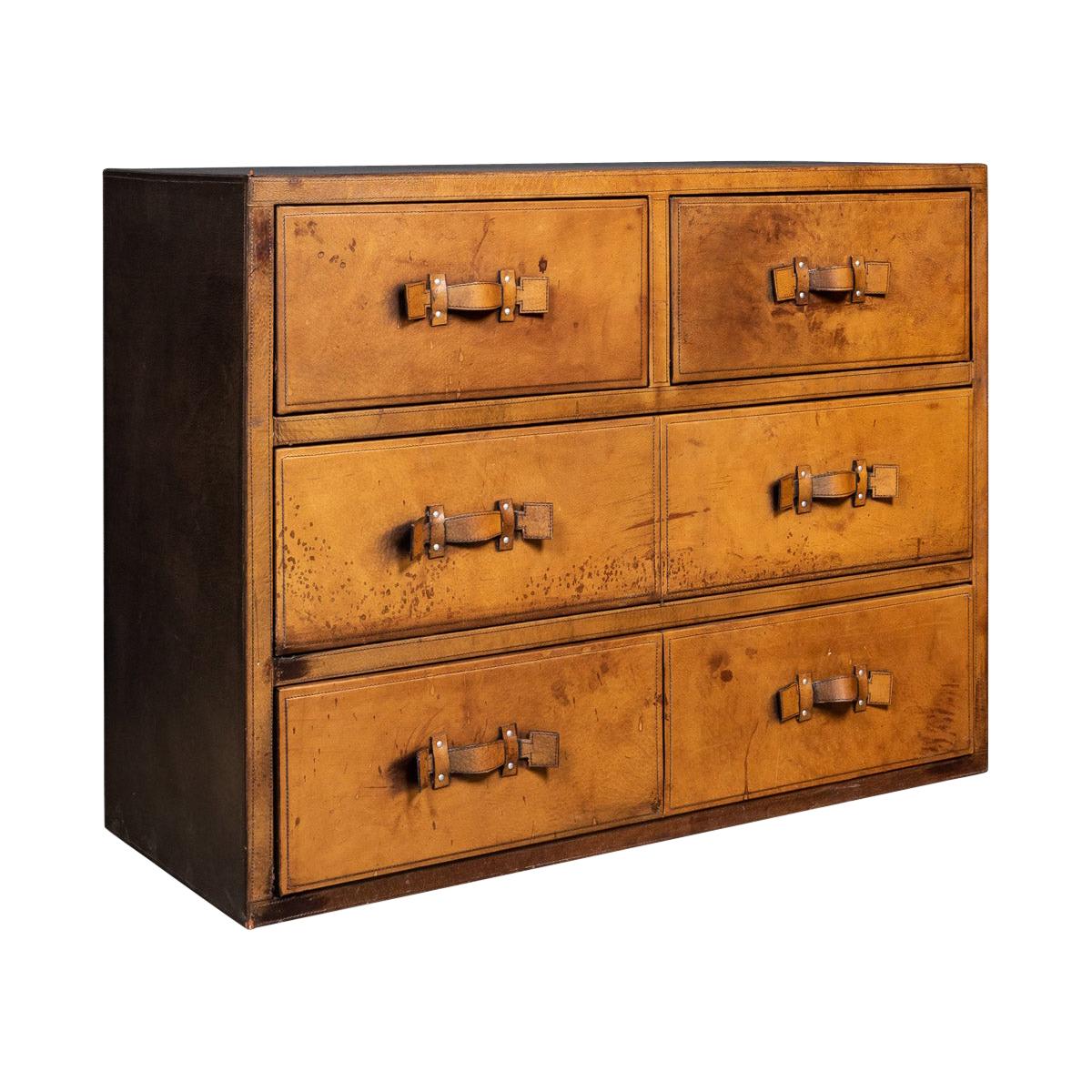 20th Century English Leather Covered Chest of Drawers, C.1970