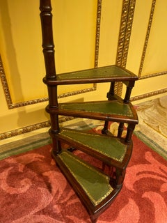 20th Century English Leather Library Step or Stairs / Stepladder, Victorian