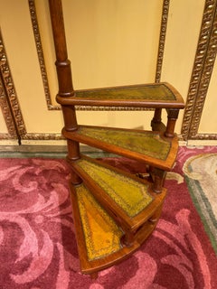 20th Century English Leather Library Step or Stairs / Stepladder, Victorian