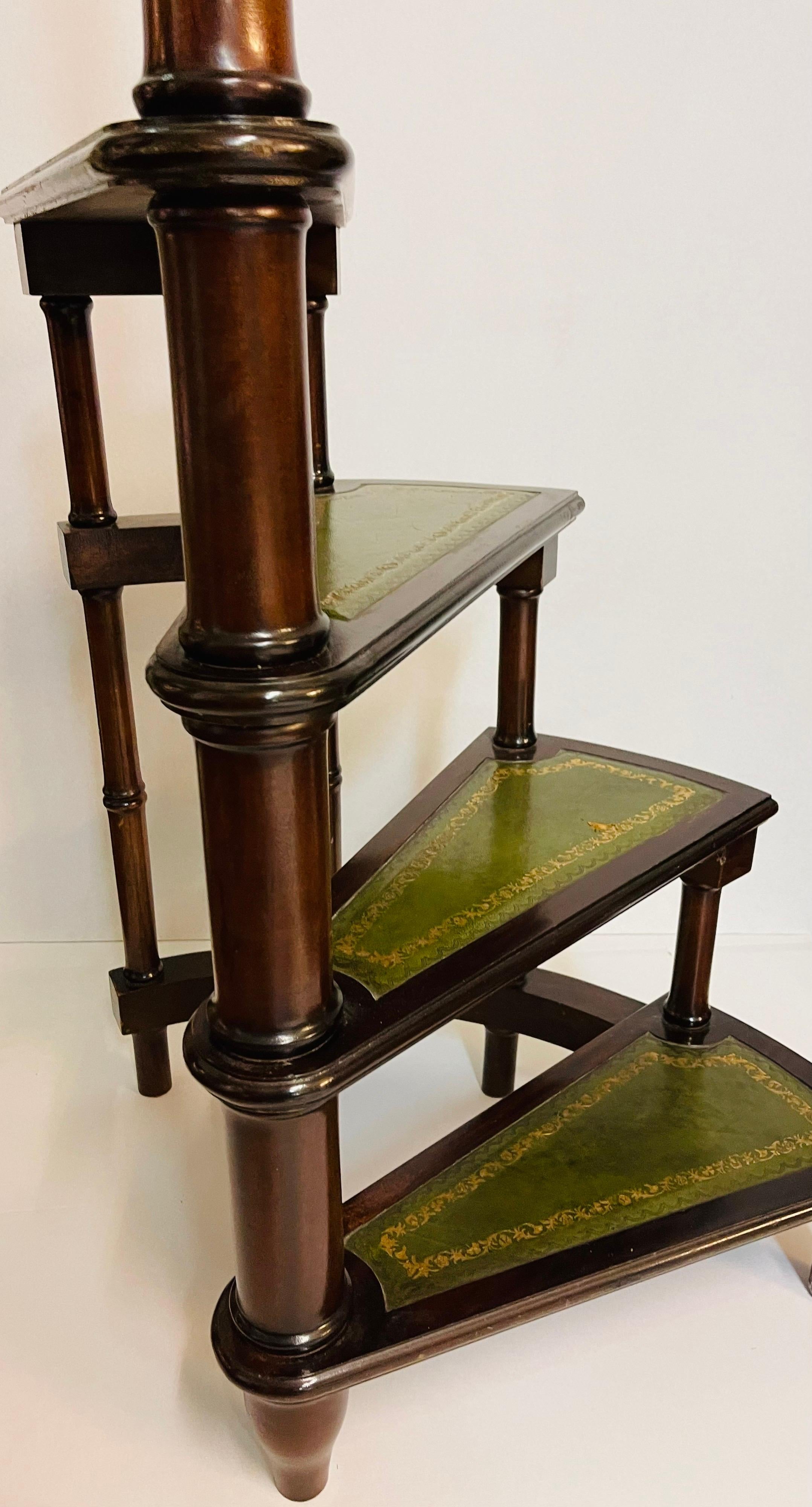 Stained 20th Century English Leather Library Step or Stairs / Stepladder, Victorian