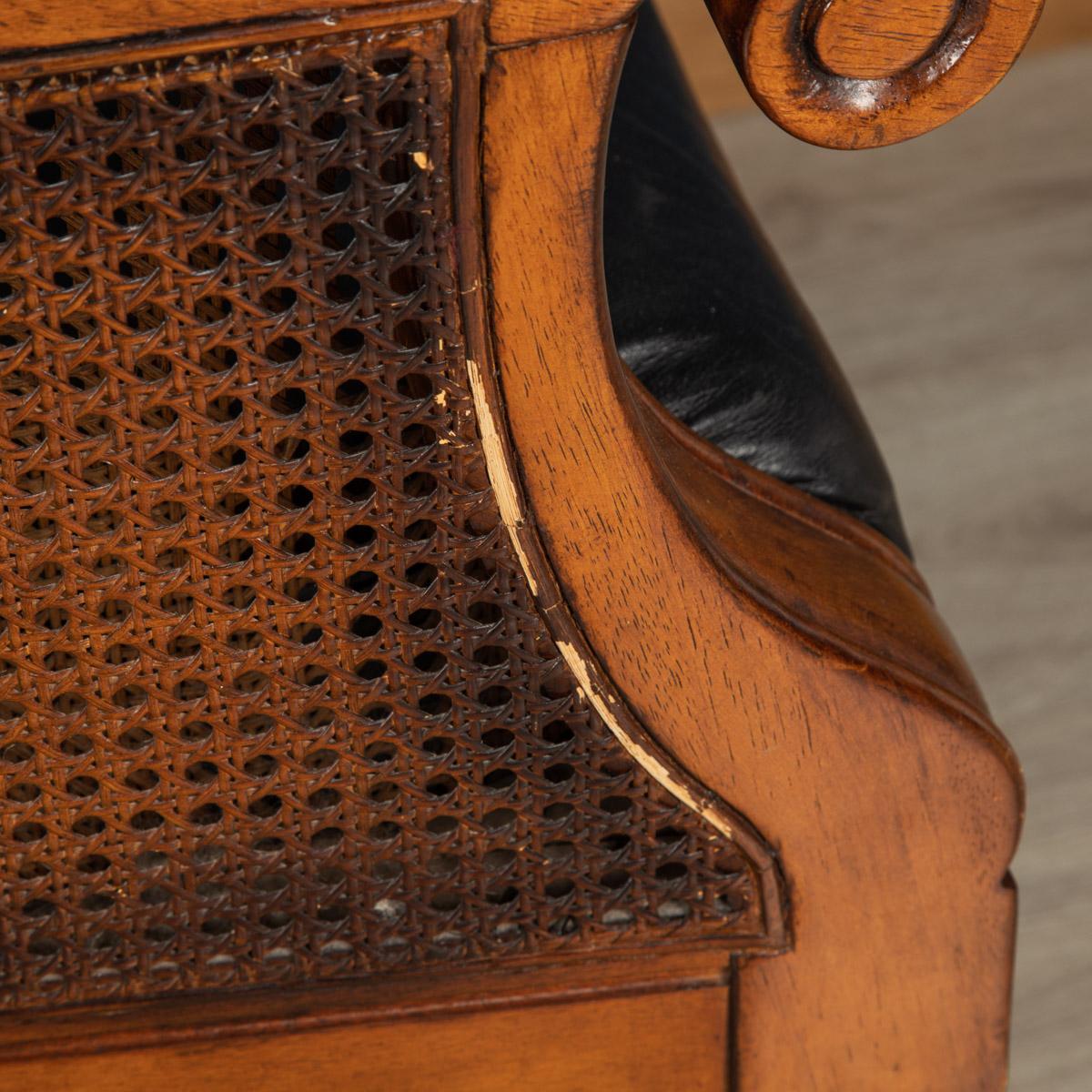 20th Century English Leather & Rattan Armchairs 12