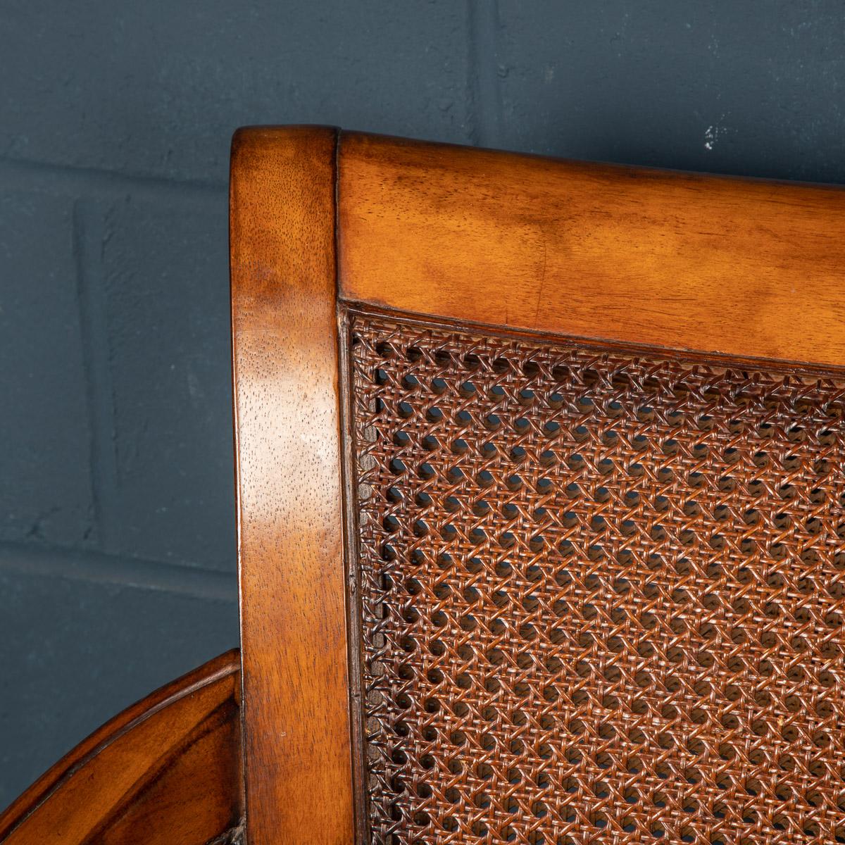 20th Century English Leather & Rattan Armchairs 4