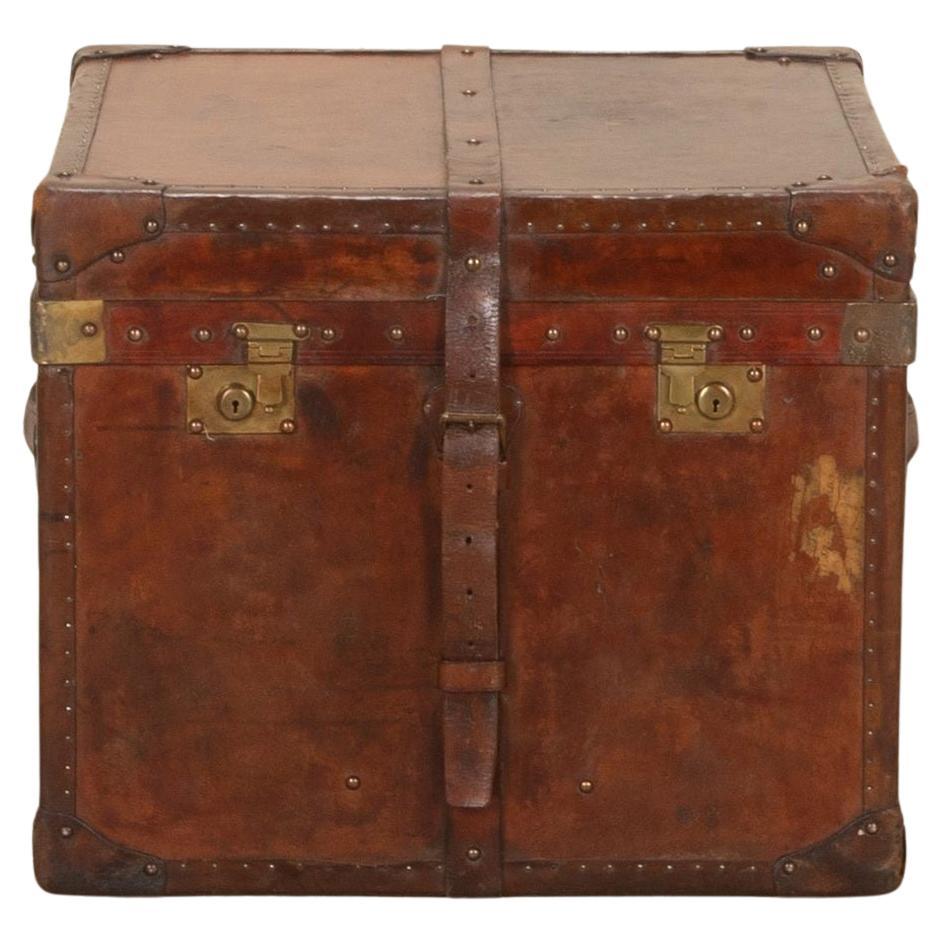 20th Century English Leather Trunk For Sale