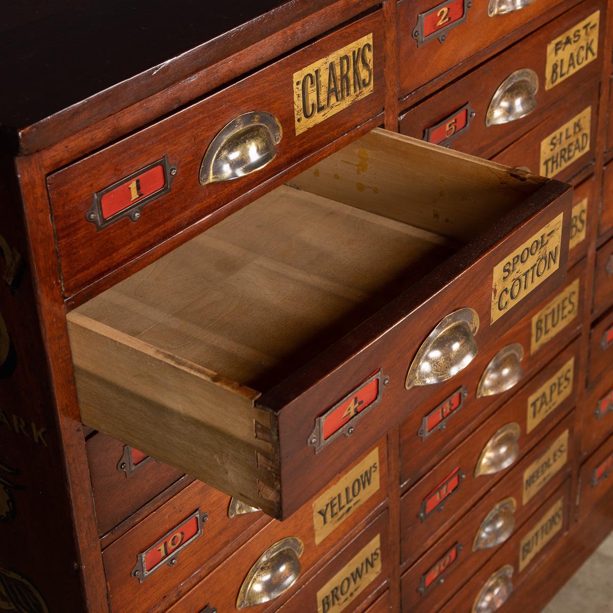 20th Century English Mahogany 24 Drawers Haberdashery, c.1900 9