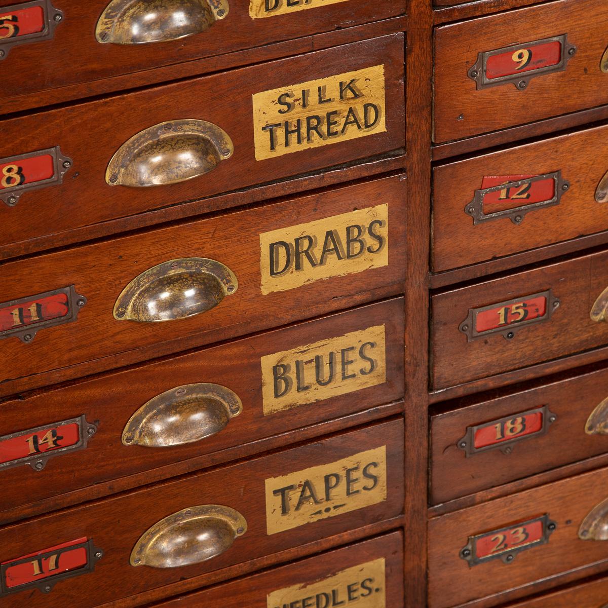 20th Century English Mahogany 24 Drawers Haberdashery, c.1900 5