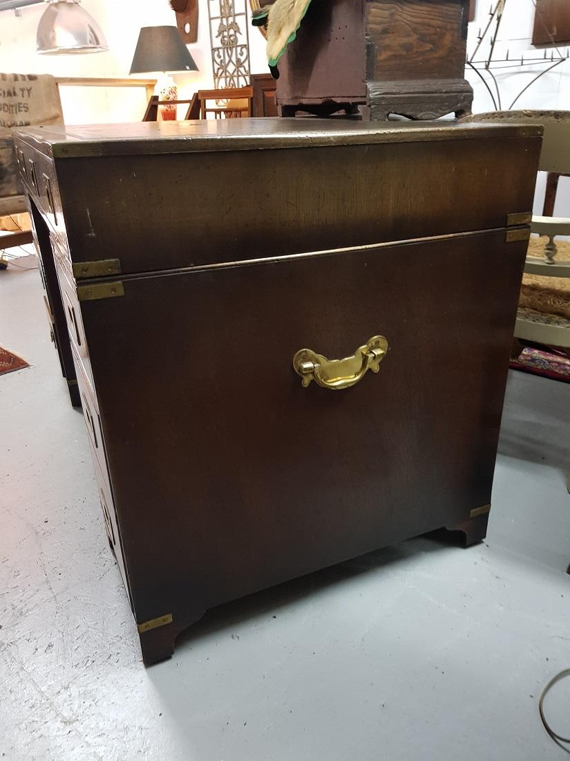 20th Century English Mahogany Colored Military or Campaign Desk, by Reprodux For Sale 1